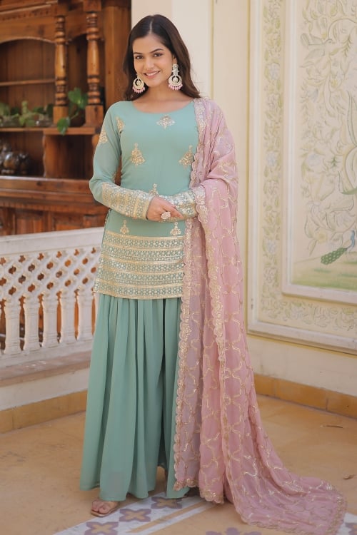 Georgette Sequin Embroidery Suit
