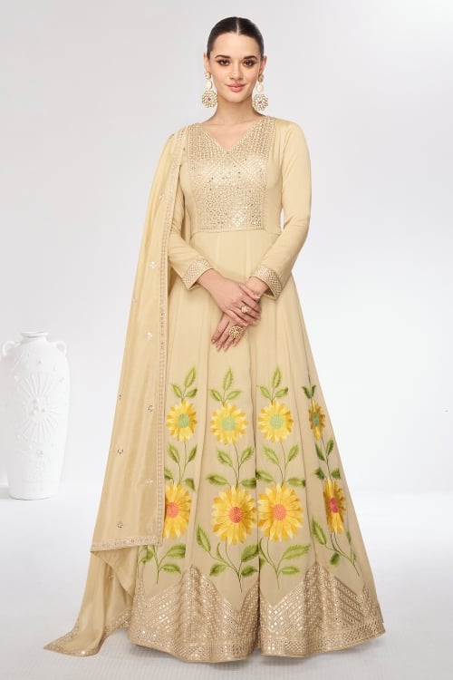Art Silk Floral Printed Anarkali Suit