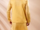 Light Yellow Silk Kurta Pajama with Jacket - mndg2239