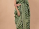 Green Georgette Traditional Bandhej Woven Saree - psadi3308