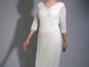 Pearl White Embellished Heavy Work Gown in Net with Bead and Sequins Work - pgweh1008