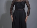 Black Fancy Gown in Crepe with Cutdana Work Sheer Net Detailing On The Bodice - pgweh1006