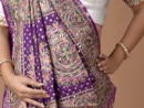 Violet Purple Traditional Checks Bandhej Woven Saree in Gaji Silk with Embroidery - psaeh3082