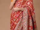 Red Bandhej Checks Woven Gharchola Saree in Gaji Silk with Embroidery - psaeh3077