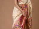 Cream Traditional Paithani Woven Saree in Silk with Golden Border and Pallu - psaeh3096