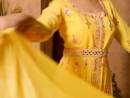 Yellow Georgette Slit Cut Mirror Embroidered Worked Suit - skdek2585