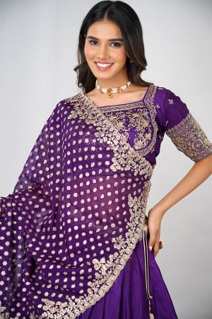 Best purple designer lehenga choli for Book Looks  Latest bridal lehenga,  Wedding lehenga designs, Half saree lehenga