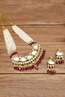 Alloy Beaded Kundan Necklace Set