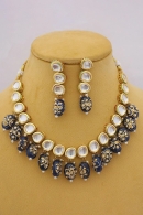 Alloy Kundan Set with Blue Pearl