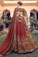 Maroon Bandhej Lehenga in Silk with Embroidery Sequins Work
