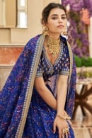 All Over Floral Print Lehenga in Organza with Sequins Embroidery