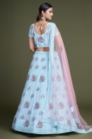 Georgette Flared Lehenga with Floral Embroidered Butta and Sequin Work