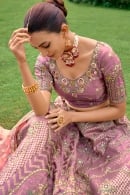Purple Silk Weave Lehenga with Floral Embroidery and Sequin Work