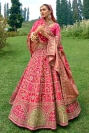 Pink Weave Silk Traditional Lehenga with Gota and Embroidery Work