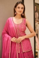 Pink Chiffon Georgette Sequinned Lehenga with Long Blouse
