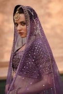 Purple Velvet Sequin Embroidery Bridal Lehenga