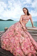 Onion Pink Organza Embroidered Lehenga with Sequins Work
