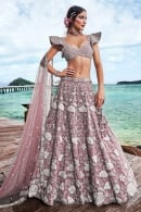 Mauve Sequins Embroidered Lehenga in Georgette