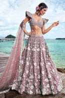 Mauve Sequins Embroidered Lehenga in Georgette