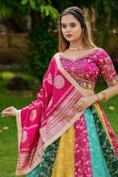 Multi Colored Printed Satin Lehenga with Sequin Embroidery