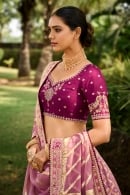 Mauve Crepe Georgette Weaving Lehenga with Embroidery Sequin Scallop Border