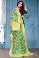 Light Green Banarasi Silk Floral Jaal Woven Dupatta