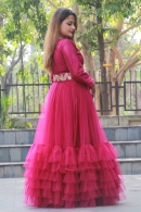 Pink Net Layered Gown