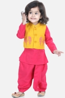 Pink Cotton Silk Kurta Dhoti with Jacket