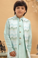 Sea Green Silk Kurta Pajama with Jacket