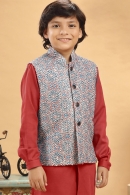 Maroon Silk Kurta Pajama with Jacket