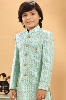 Sea Green Silk Embroidered Indo Western