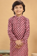 Maroon Silk Printed Kurta Pajama