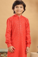 Red Silk Printed Kurta Pajama