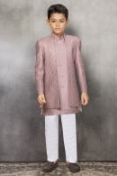 Onion Pink Imported Embroidered Indo Western Jacket Set