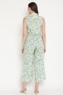 Light Green Rayon Printed Jumpsuit with Lace Work