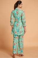 Sea Green Digital Floral Printed Co-Ord Set in Rayon