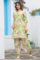 Light Green Cotton Floral Printed Co-ord Set