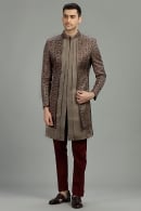 Beige Silk Jacket Style Indo Western