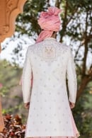Off White and Pink Silk Sherwani with Embroidery