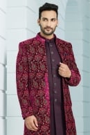 Velvet Floral Printed Jacket Style Indo Western