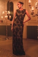 Midnight Black Designer Gown in Net with Beads and Cutdana Work