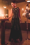Black Sheath Gown in Net with Embellished Sequins and Beads Work