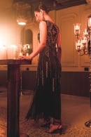 Black Sheath Gown in Net with Embellished Sequins and Beads Work