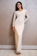 Pearl White Embellished Gown in Net with Cutdana and Sequins Work