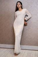 Pearl White Embellished Gown in Net with Cutdana and Sequins Work