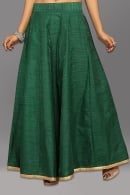 Bottle Green Dupion Silk Skirt with Contrast Border