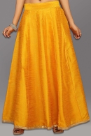Mustard Dupion Silk Plain Skirt