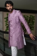 Pink Imported Sherwani with Embroidered Jacket
