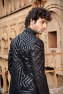 Black Jodhpuri Set in Silk with Handwork Jacket