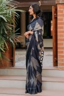 Blue Silk Geometrical Woven Saree